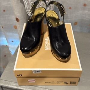 Michael Kors Black and Gold Mules